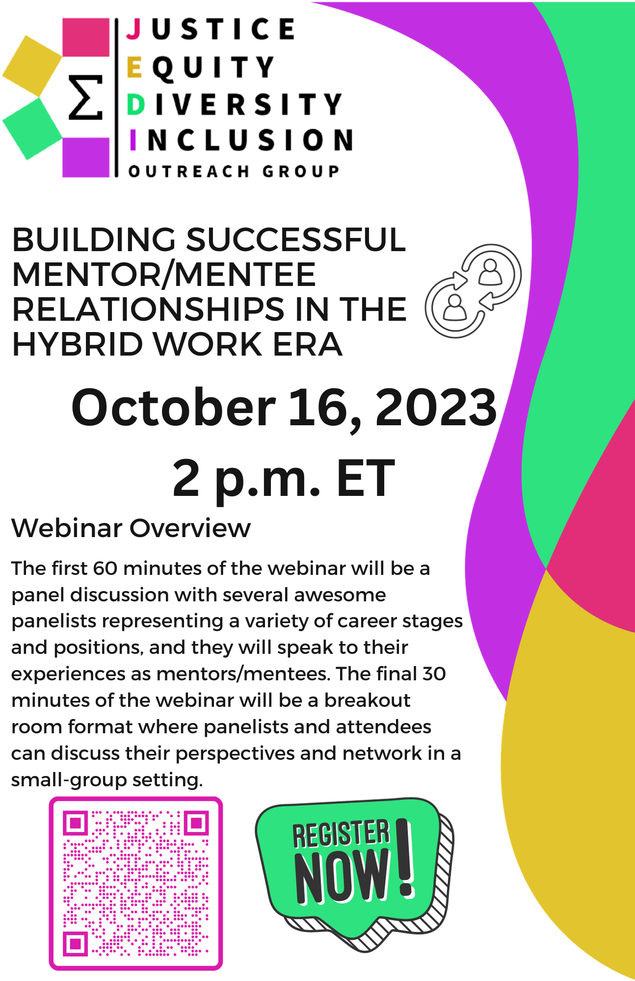 Colorful flyer advertising past webinar.